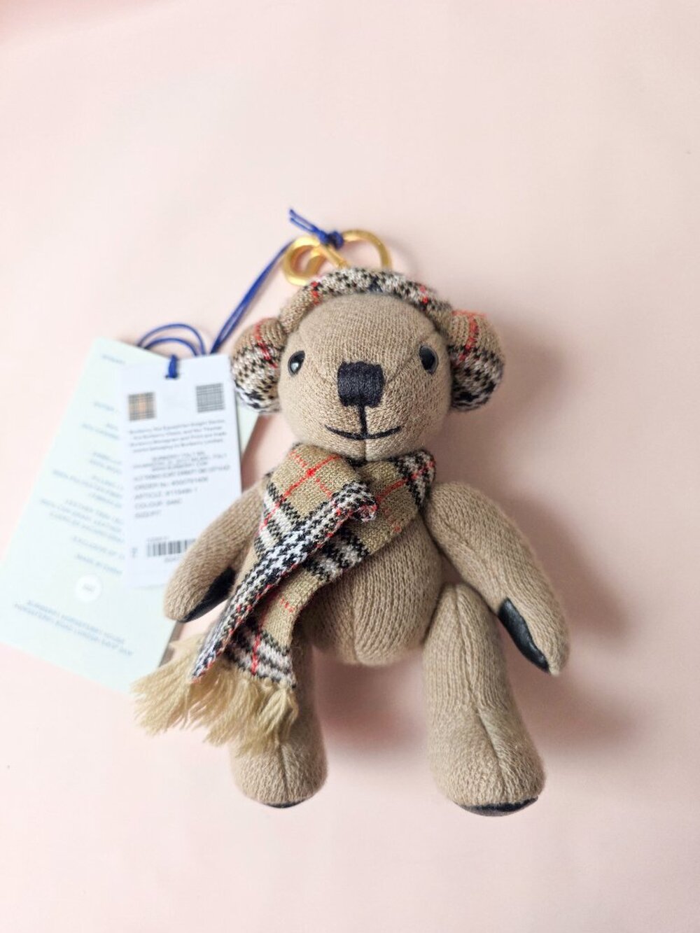 Burberry Check Thomas Bear Charm Teddy Bear Keychain Bag Accessory NWT